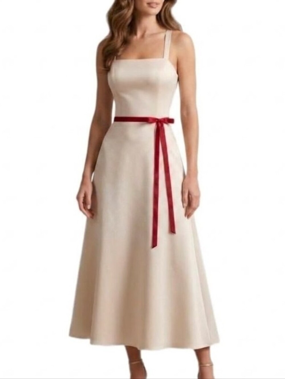 Forever Yours Dress Vintage 90s with Bow Cream Size 8